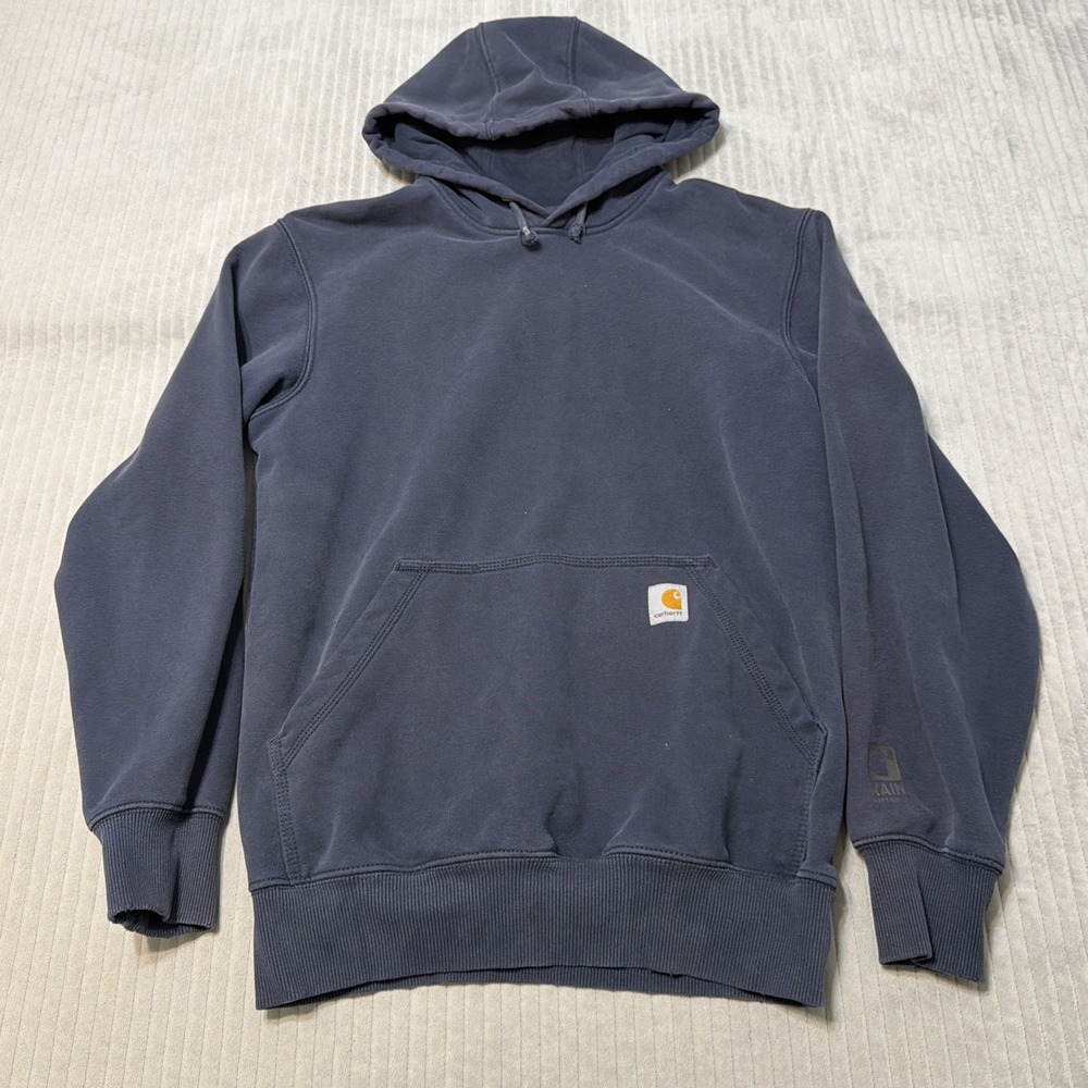 Carhartt Hoodie Mens Small Blue Fleece Pullover 100615